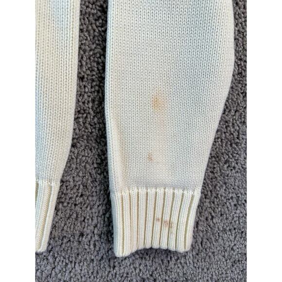 VINTAGE Catalina Hoodie Mens Medium Ivovy Beige Hooded Full Zip Knit FLAW - Picture 5 of 12